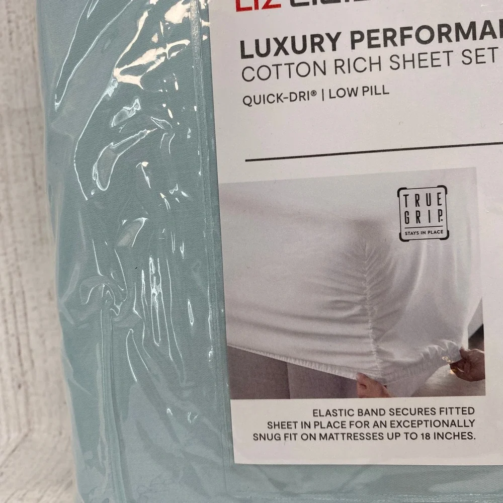 Liz Claiborne Sheet Set KING Aqua Breeze Luxury Performance 1000TC Cotton Rich